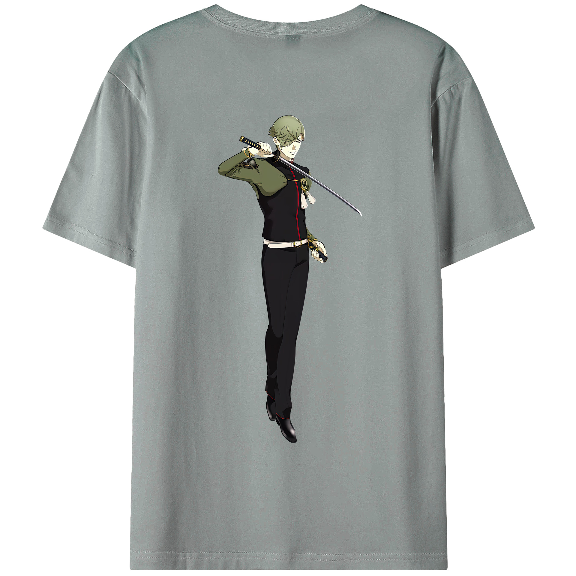 （画像用） 刀剣乱舞 Touken Ranbu 綿100％ メンズ半袖Tシャツ（バックプリント） 通気性